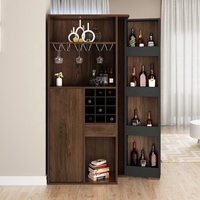 Meuble bar moderne en bois avec rangement pour boissons de grande taille, design pliable, comptoir de bar à vin pour la maison