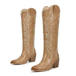 <span class=keywords><strong>Botas</strong></span> Vaqueras Altas WETKISS para <span class=keywords><strong>Mujer</strong></span>, <span class=keywords><strong>Botas</strong></span> Occidentales Retro con Tachuelas, Punta Redonda, Tacón Grueso, <span class=keywords><strong>Botas</strong></span> para Festivales de Música Country - Product Image 4