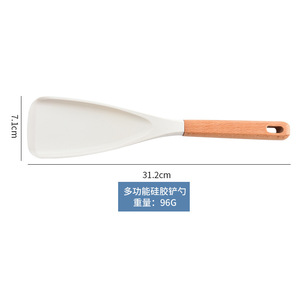 Silicone Spatula With Wooden Handle 2 Pieces Oven Safe Microwave Safe For <b>Cooking</b> Baking Food Serving Utensils - Product Image 2
