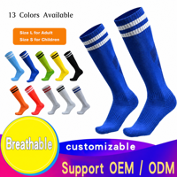 Chaussettes de football antidérapantes en coton de haute qualité pour hommes, avec double bande et fond en tissu éponge, vente en gros