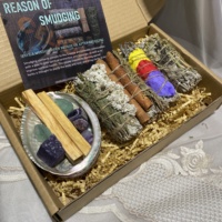Kit de purification à la sauge CELION en promotion usine avec coquilles de sauge, bol, support en bois et plume de dinde