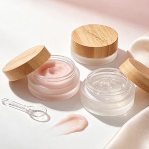 Tarro de vidrio engrosado de 5g con tapa de bambú, recipiente esmerilado <span class=keywords><strong>para</strong></span> crema facial, logotipo personalizado, recipiente a prueba de fugas <span class=keywords><strong>para</strong></span> bálsamo, suministro a granel de fábrica - Product Image 4