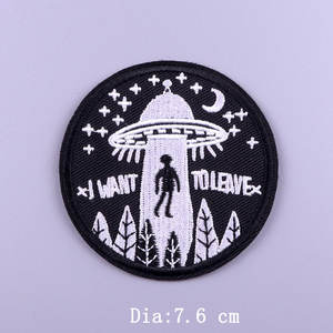 Espace UFO broderie fer sur patchs pour vêtements <span class=keywords><strong>Alien</strong></span> Stripes Badges usine patchs personnalisés - Product Image 4