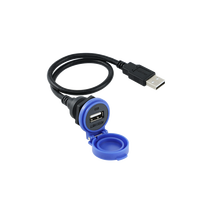 Connecteur USB 2.0 étanche IP65 avec câble d'extension, contacts en cuivre, boîtier en nylon