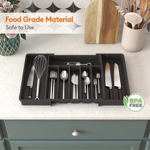 Organizzatore cassetti <span class=keywords><strong>in</strong></span> <span class=keywords><strong>plastica</strong></span> classico vassoio quadrato intagliato per utensili posate portaoggetti regolabile - Product Image 5