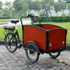 Vélo cargo néerlandais à 3 roues, tricycle électrique Bakfiets avec remorque - Product Image 1