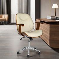 Chaise de bureau ergonomique moderne pour patron, réglable en hauteur, pivotante, avec assise en contreplaqué courbé et revêtement en cuir PU SF SF-9032
