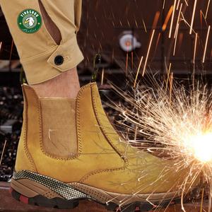 Bota de trabajo de construcción con punta de acero de 6 pulgadas, zapatos de trabajo de cuero de trigo para seguridad de hombres - Product Image 4