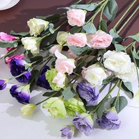 Bunga Eustoma Lisianthus Sutra Buatan Murah Grosir 4 Tangkai untuk Dekorasi Meja Pusat di Rumah, Pernikahan, dan Pesta