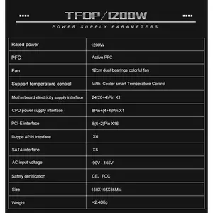 ATX <b>Psu</b> <b>1200w</b> Gold Power Supply PC Game Gaming Power Sources - Product Image 3