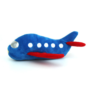 Juguete de peluche para perros, avión azul y rojo con sonido, juguete masticable para interiores para mascotas - Product Image 1