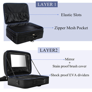 Professional <b>Makeup</b> Bag with Mirror Large <b>Makeup</b> Artist <b>Case</b> with Adjustable Dividers Portable Make up <b>Case</b> Cosmetic Bags - Product Image 2