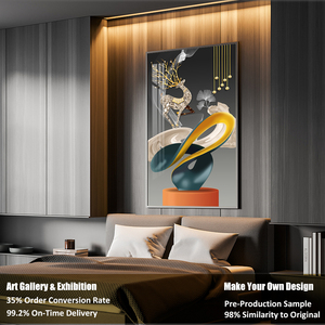 UNIART <span class=keywords><strong>Peinture</strong></span> Murale en Cristal Acrylique sur Porcelaine Toile, Œuvre d'Art Abstraite Géométrique en Porcelaine Cristal à Suspendre, Décoration Murale - Product Image 5