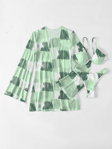 Sẵn Sàng Để Vận Chuyển Bikini Gọng In Thời Trang Theo Yêu Cầu Váy Đi Biển Xẻ Tà Đồ Bơi 3 Mảnh Che Phủ Ngoại Cỡ Đồ Đi Biển - Product Image 2