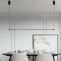 Suspension LED Linéaire Minimaliste en Aluminium et Acrylique, Style Nordique Moderne, Lampe Bandeau pour Bureau et Bar, Lustre Géométrique, Article de Designer en Gros