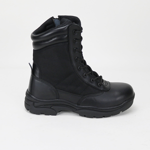<span class=keywords><strong>Bottes</strong></span> de travail en métal à coupe haute pour homme de travail noir, chaussures de sécurité antidérapantes en cuir véritable - Product Image 2