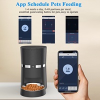 Minuterie automatique 4L Mangeoire intelligente pour animaux de compagnie 2 repas Distributeur d'eau par gravité Wifi à piles pour 2 chats/chiens Matière plastique