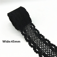 Ruban en dentelle noire 100% coton pour la couture de vêtements, garniture de tissu, ruban en dentelle crochetée en coton, accessoires faits à la main