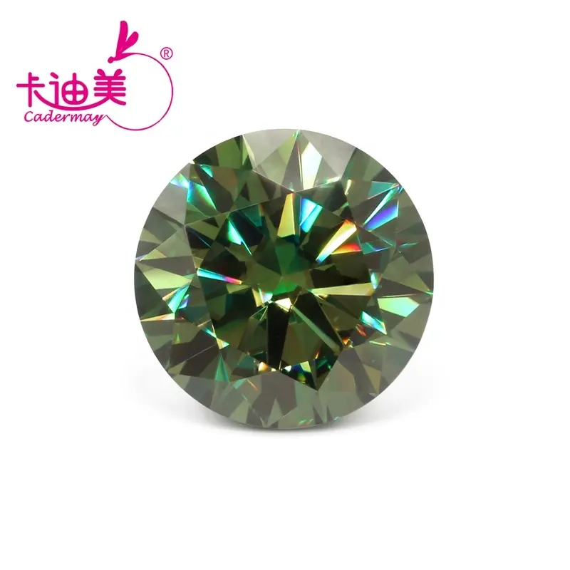 Yellow Green Color Loose Moissanite Diamond Stones 1ct 6.5mm Round Brilliant Cut Synthetic Moissanite Gemstone