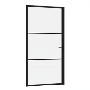Porte de séparation intérieure en verre ESG noir et aluminium, modèle D0100H5XMWP, 40,4''x79,3'' - Product Image 1