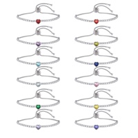 Bracelet ajustable tendance en forme de cœur avec pierre de naissance, style minimaliste INS haut de gamme