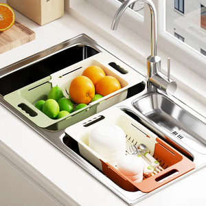 Panier égouttoir pliant et rétractable pour évier, pour le lavage des fruits, légumes, pâtes et vaisselle, avec support pour bols et bassins, passoire de cuisine domestique - Product Image 6