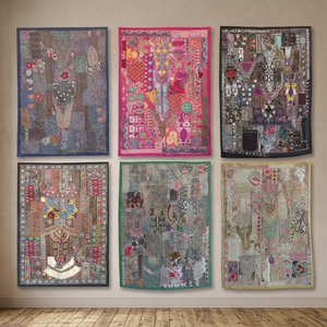 Venta al por mayor Sari Patchwork colgante de pared reciclado Sari Patchwork tapiz - Product Image 3