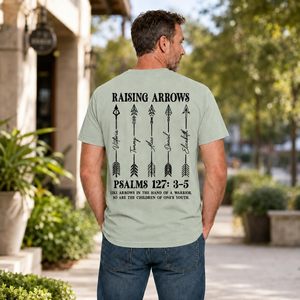 T-shirt Raising Arrows pour papa, cadeau pour la fête des pères, personnalisé avec des noms et des versets du psalmes 127 3-5, chemise en coton pour hommes - Product Image 2