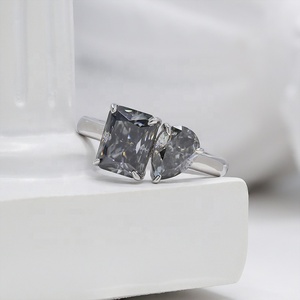 Graue Farbe 7x9mm Radiant 6x8mm Birne Moissan ite <span class=keywords><strong>Silver925</strong></span> <span class=keywords><strong>Ring</strong></span> Trendy Design Frauen Feiner Schmuck - Product Image 1
