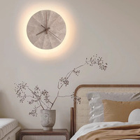 Lampu Dinding Jam Modern Kreatif Grosir Online, Wabi-sabi Bulat Kuning Travertine untuk Ruang Tamu Kamar Tidur