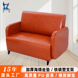 เก้าอี้พักคอยร้านทำผม HZ7020 สีน้ำตาลอ่อน โซฟาทรงสี่เหลี่ยมทนทาน สำหรับพื้นที่พักผ่อนร้านตัดผม - Product Image 2