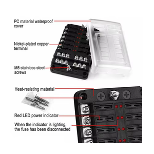12路船用保险丝盒 12V DC，汽车 ATO/ATC 标准保险丝座，带盖子和 DIY 贴纸，汽车电动刀片保险丝盒 RV - Product Image 4