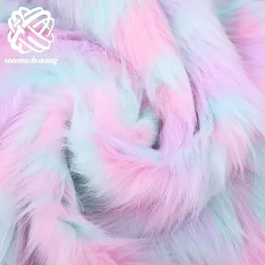 Fur Coats Faux Fur 2021 New Wholesale Price Multi Color Long Pile Faux Fox Fur Soft Rainbow Colorful Faux Fur For Winter Coat
