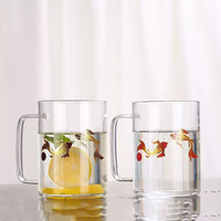 Mug en verre personnalisé à changement de couleur classique pour boissons froides et chaudes, écologique, capacité 350-570 ml, café/thé/lait avec poignée