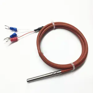 防水pt100温度传感器三线铂热电阻硅胶电线屏蔽电缆