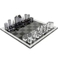 Jeu d'échecs moderne personnalisé pliable en acrylique quatre-en-un avec double plateau pour l'affichage, la décoration intérieure, les jeux de société, les cadeaux et le rangement