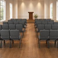 Chaises d'église modernes empilables en tissu gris rembourré pour événements, fêtes et cérémonies, vente en gros pour auditoriums
