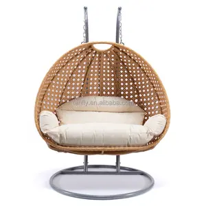 Cadeira de balanço para pátio cadeira suspensa de ovos para ambientes externos cadeira de balanço de vime com suporte