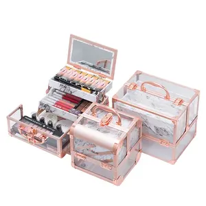 KONCAI半透明专业亚克力美容透明化妆盒紧凑型透明盒