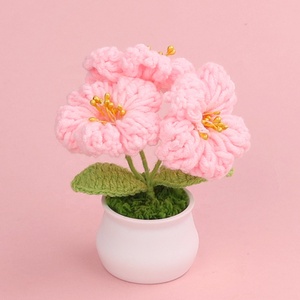 Planta en maceta de campanilla danesa tejida a mano, adorno para el hogar, ramo de lana artificial tejido a ganchillo, regalo para boda - Product Image 2