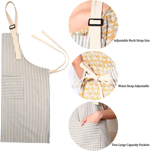 Pintura caliente <span class=keywords><strong>Chef</strong></span> Cocina Jardín Mujeres Hombres Lino Babero Bolsillo Ajustable Rayas Planta Barista Delantal - Product Image 2