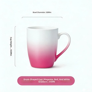 Tasses en céramique en forme de tambour aux couleurs dégradées, créatives et élégantes, parfaites pour offrir en cadeau ou comme tasse à boire pour les filles - Product Image 2