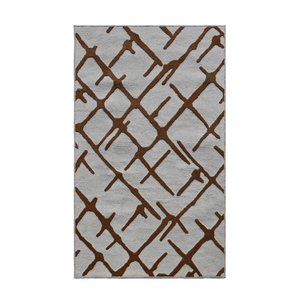 Modern Geometric Area Rug Rectangle Gray Brown Tufted Non-Slip Rubber Backing Living Room Floor Carpet - Product Image 1