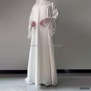 2026 White Sleeve Lace <strong>Abaya</strong> Dress Custom Design Dubai Style Loose Robes <strong>Abaya</strong> Manufacturers - Product Image 1
