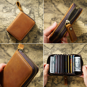 جلد أصلي عتيق Bifold للرجال سعة كبيرة محفظة بسحاب حجب RFID مع فتحة نقود ملحق الأعمال - Product Image 5