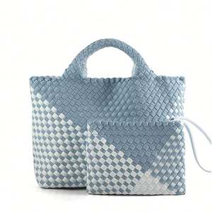 Custom Casual Vintage Style Tote Handbag Women's Large Neoprene Woven Summer Beach Tote Bag Lightweight Neoprene Weave <b>Purse</b> - Product Image 3