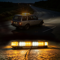 Barre lumineuse d'avertissement LED double face 12V, montage magnétique sur toit, lumière stroboscopique ambre et blanche pour déneigeurs et camions de remorquage