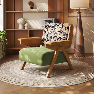 Nordique De Luxe Moderne En Bois Massif Bras Canapé <span class=keywords><strong>Chaise</strong></span> Loisirs Salon Chambre Paresseux Salon Unique Élégant Accent Design à Vendre - Product Image 2