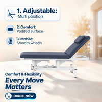 Table de massage électrique à 2 sections, lit de traitement avec dossier réglable, revêtement en PVC, structure métallique pour spa, clinique, hôpital