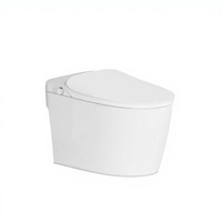 Ensemble WC intelligent moderne avec siège chauffant en céramique à fixation au sol, double chasse d'eau, désodorisation automatique, réservoir encastré et veilleuse